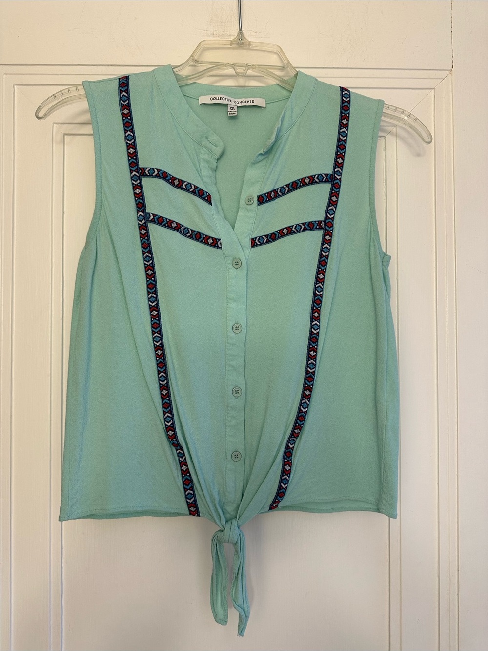 Collective Concepts Mint Green Semi-Cropped Boho Tank - XS